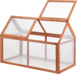 Frühbeet Duiven Mini Gewächshaus Aus Holz 100 X 55 Cm Frühbeetkasten Pflanzenbeet Kiefernholz Polycarbonat