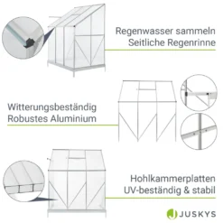 Juskys Aluminium Anlehn-Gewächshaus 2,4 M² – Treibhaus Mit Schiebetür, Fenster Zum Lüften & Stahl-Fundament – Stabiles Pflanzenhaus Für Garten -Günstiges Laube Lust Geschäft c2797ddc41e9a9fe8a6b091da3b1fc0b