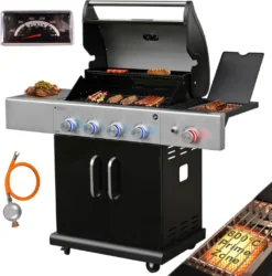 Vaiko Gasgrill 4 Edelstahl Brenner + 800°C Infrarot Keramik Brenner Prime Zone
