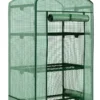 Outsunny Mini-Gewächshaus Anzuchtgewächshaus Mit Folienabdeckung Und 3 Regalböden Regale Rolltür Gemüsebeet Grün 69 X 49 X 125 Cm