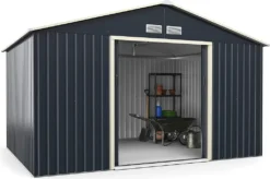 COSTWAY Gerätehaus Metall, 340x255x210 Cm, Geräteschuppen Abschließbar, Gartenhaus Mit 4 Luftschlitzen & Schiebetür, Garten Schuppen Für Rasenmäher Fahrräder, Metallschuppen Geräteschuppen Outdoor