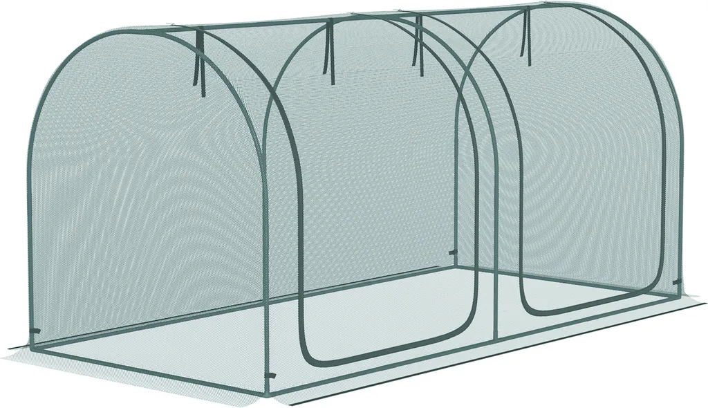 Outsunny 2,49 X 1,2 M Mini Gewächshaus, Pflanzenschutzzelt Mit Tür, Winddcihtes Tomatenhaus, Treibhaus Mit Stahlrahmen, HDPE-Netz Für Garten, Balkon, Dunkelgrün 3 Outsunny 2,49 X 1,2 M Mini Gewächshaus, Pflanzenschutzzelt Mit Tür, Winddcihtes Tomatenhaus, Treibhaus Mit Stahlrahmen, HDPE-Netz Für Garten, Balkon, Dunkelgrün