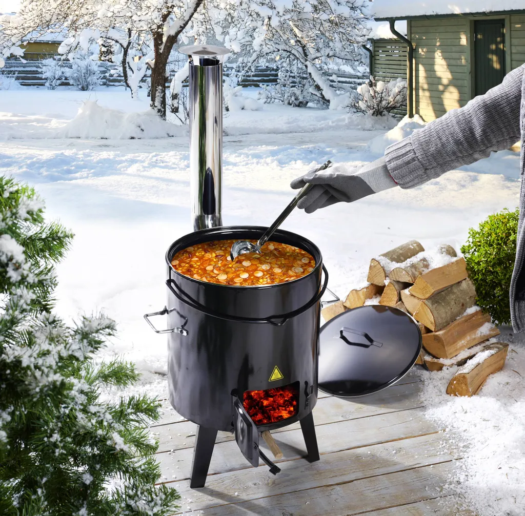 EL Fuego Gulaschkanone, Gulaschofen, Eintopfofen, "Szeged" + GRATIS Dazu: Schöpfkelle, Edelstahl, 23 Cm 4 EL Fuego Gulaschkanone, Gulaschofen, Eintopfofen, "Szeged" + GRATIS Dazu: Schöpfkelle, Edelstahl, 23 Cm – Bild 2