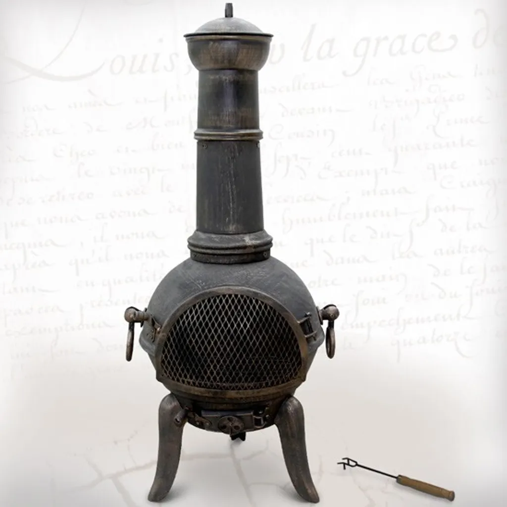 Jago® Terrassenofen Mit Funkenfluggitter - Aus Gußeisen Im Klassischen Design, 108cm Hoch, Inklusive Schürhaken, Funkenschutz - Vintage Gartenofen, Rustikaler Look, Gartenkamin, Feuerstelle, Feuerkorb 14 Jago® Terrassenofen Mit Funkenfluggitter - Aus Gußeisen Im Klassischen Design, 108cm Hoch, Inklusive Schürhaken, Funkenschutz - Vintage Gartenofen, Rustikaler Look, Gartenkamin, Feuerstelle, Feuerkorb – Bild 12