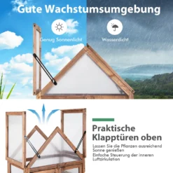 COSTWAY Frühbeet Mini Gewächshaus, 3-stöckiges Pflanzenbeet Mit Aufklappbarem Dach, Anzuchthaus Mit 2 Türen, Treibhaus, Aufzuchtschrank Für Balkon Garten, Braun, 71x41x133cm -Günstiges Laube Lust Geschäft c688dfc7cdc7051611be337ed16c242a