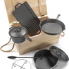 El Fuego Pfannen-Schmortopf-Set Dutch Oven Set 7-teilig, Schwarz