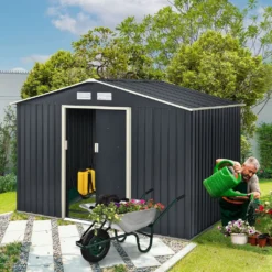 Juskys Metall Gerätehaus XXL Mit Satteldach, Schiebetür & Fundament - 15m³ - 277×319×192 Cm - Anthrazit - Geräteschuppen Gartenhaus Garten Schuppen 19 Juskys Metall Gerätehaus XXL Mit Satteldach, Schiebetür & Fundament - 15m³ - 277×319×192 Cm - Anthrazit - Geräteschuppen Gartenhaus Garten Schuppen -Günstiges Laube Lust Geschäft c6df4fb1487dd965ee484efcf7bc4828