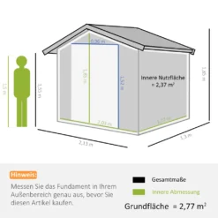 Outsunny Gerätehaus Mit Fundament Geräteschuppen Gartenhaus Garten Schuppen Metall Kohlegrau 213 X 130 X 185 Cm