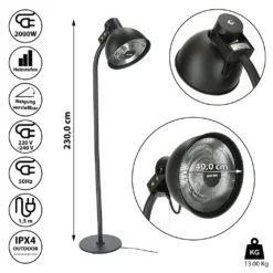 PATIO Terrassenheizstrahler 2000W 3 Heizstufen 40 X 230 Cm -Günstiges Laube Lust Geschäft c87a5ba7808cb38f7a00194643db022a