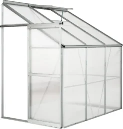 Tectake Anlehngewächshaus Aus Aluminium Ohne Fundament 192x128x202cm - Transparent