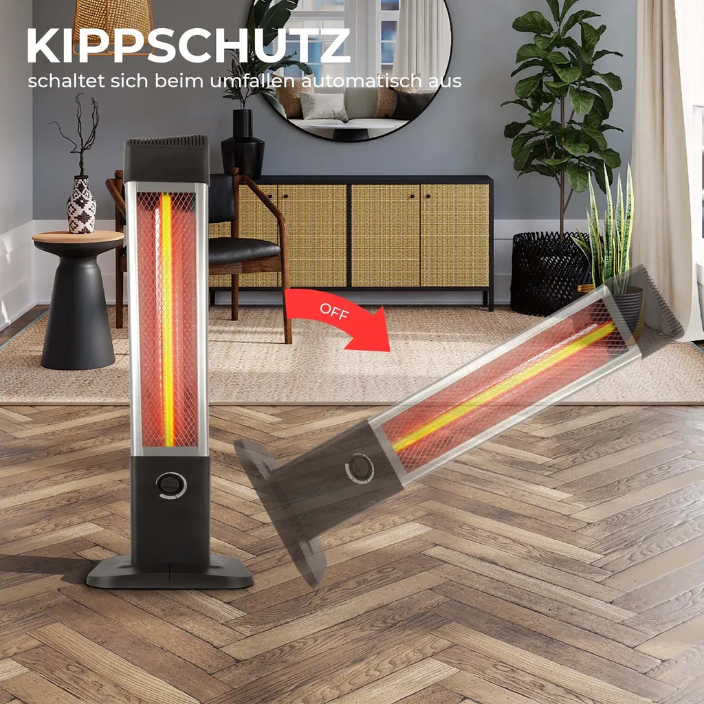 Standheizstrahler Infrarot 2000W Elektro Terrassen Wärmestrahler Infrarotstrahler Für Innen- & Außenbereich IP34 Turm Heizstrahler Heizpilz 6 Standheizstrahler Infrarot 2000W Elektro Terrassen Wärmestrahler Infrarotstrahler Für Innen- & Außenbereich IP34 Turm Heizstrahler Heizpilz – Bild 4