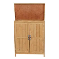 Outsunny Geräteschrank Geräteschuppen Gartenschrank 2 Fächer Tannenholz Natur 74 X 43 X 88cm -Günstiges Laube Lust Geschäft ca821ceed83e8f7145f8e6f71e26f023