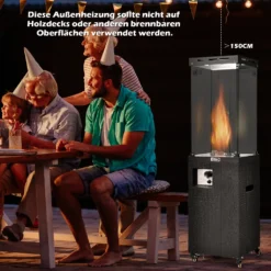 COSTWAY 41000 BTU Gas-Heizstrahler, Terrassenheizer Mit Abschließbaren Rädern & Verstellbarer Füße, Gasheizstrahler Mit Wasserdichter Abdeckung, Winddichte Outdoor-Heizung Für Garten Veranda Hof (Schwarz) -Günstiges Laube Lust Geschäft cb3147d575b3d406276e1abe10d7e37f