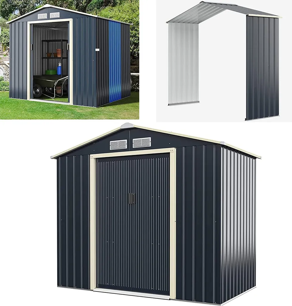 COSTWAY Gerätehaus Metall, Erweitert-213 X 191 X 195 Cm, Geräteschuppen Abschließbar, Gartenhaus Mit 4 Luftschlitzen & Schiebetür, Garten Schuppen Für Rasenmäher Fahrräder, Metallschuppen Outdoor 3 COSTWAY Gerätehaus Metall, Erweitert-213 X 191 X 195 Cm, Geräteschuppen Abschließbar, Gartenhaus Mit 4 Luftschlitzen & Schiebetür, Garten Schuppen Für Rasenmäher Fahrräder, Metallschuppen Outdoor