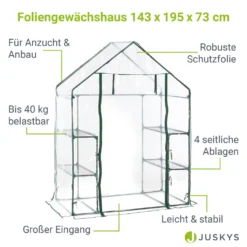 Juskys Foliengewächshaus 1 M² Aufrollbare Tür - Gewächshaus Für Tomaten - Stabiles Balkon Treibhaus Mit 4 Ebenen, Großem Eingang, PVC-Abdeckung -Günstiges Laube Lust Geschäft cc0b3665d62ae0c7c2c3a93ba0b16c23
