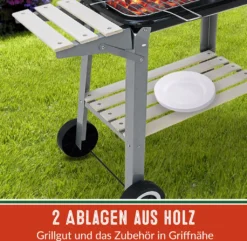 Grillwagen Holzkohlegrill BBQ Grill Inkl. Räder Ablagen Grillspieß Windschutz Garten Terrasse Campingrill Fahrbar -Günstiges Laube Lust Geschäft cc1414a84ecccb6e3ba948457b200e68