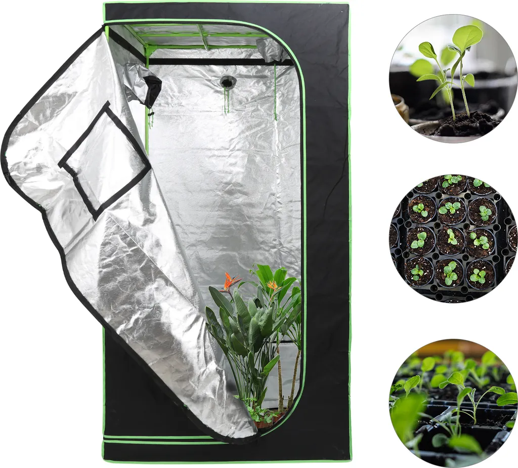 VINGO Growzelt 100x100x200cm Grow Tent, Growbox, Growschrank Fuer Homegrow, Indoor Anbauzelt, Growroom, Lichtdicht Und Wasserdicht Pflanzzelt, Zuchtzelt Schwarz Gruen 7 VINGO Growzelt 100x100x200cm Grow Tent, Growbox, Growschrank Fuer Homegrow, Indoor Anbauzelt, Growroom, Lichtdicht Und Wasserdicht Pflanzzelt, Zuchtzelt Schwarz Gruen – Bild 5