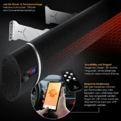 KESSER® Dunkelheizstrahler Heizstrahler Mit Fernbedienung & WiFi APP Terrassenheizer Infrarot-Heizstrahler Wand-Heizstrahler Schwarzstrahler Quarzstrahler Terrassenstrahler Balkonheizer Timer, Farbe:Schwarz, Größe:2400W -Günstiges Laube Lust Geschäft ce632685cb460b99fe49c6564036d2d6