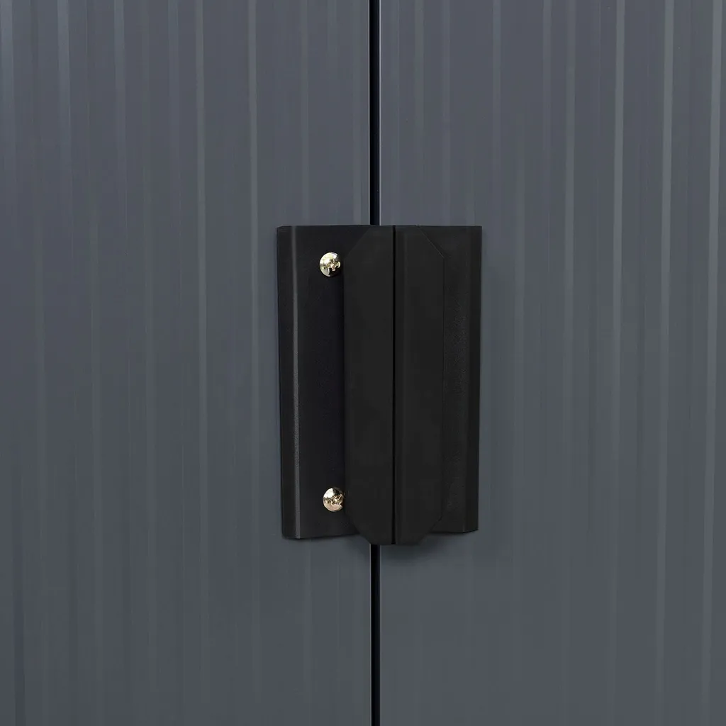 Juskys Metall Gerätehaus M Mit Pultdach, Schiebetür & Fundament - 4m³ - 213×130×173 Cm - Anthrazit - Geräteschuppen Gartenhaus Garten Schuppen 10 Juskys Metall Gerätehaus M Mit Pultdach, Schiebetür & Fundament - 4m³ - 213×130×173 Cm - Anthrazit - Geräteschuppen Gartenhaus Garten Schuppen – Bild 8