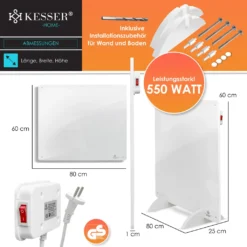 Kesser® Infrarotheizung Infrarot Wandheizung Heizung Heizkörper Heizpaneel 425-550W, Watt:1x 550 Watt -Günstiges Laube Lust Geschäft cf0aa260e9ac86ce4c3c43a04a3a12ad