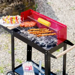 Tectake Holzkohlegrill Grillwagen - Schwarz/rot -Günstiges Laube Lust Geschäft cf3cdc27a2e822db02e4a45cad1cf645