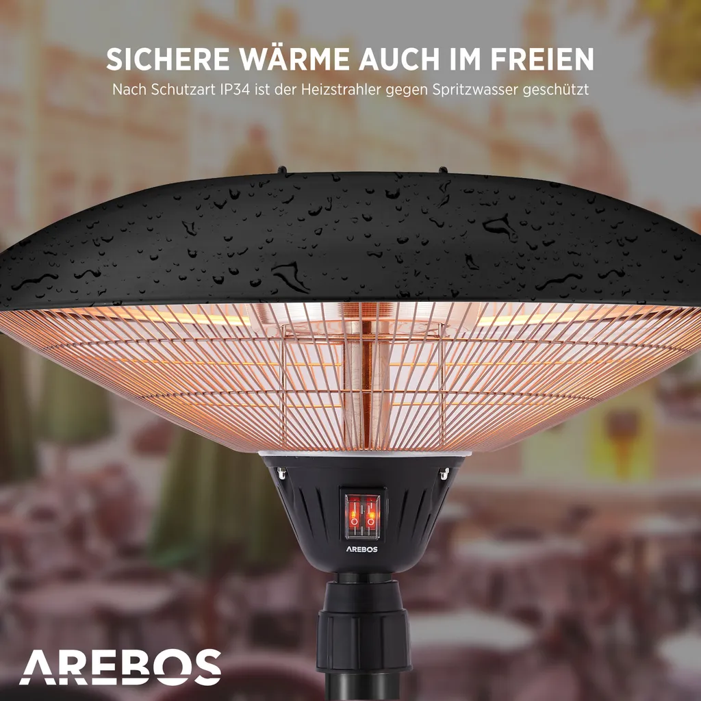 AREBOS - Standheizstrahler, Wärmelampe, Terrassenheizstrahler, 2 Heizstufen, Schwarz 10 AREBOS - Standheizstrahler, Wärmelampe, Terrassenheizstrahler, 2 Heizstufen, Schwarz – Bild 8