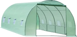 Outsunny Foliengewächshaus Tomatengewächshaus Treibhaus Folientunnel Frühbeet Mit Fenster Grün 590 X 300 X 200 Cm