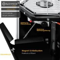 KESSER® Heizstrahler Pyramide Für Terrasse Terrassenheizer Gas 12,5 KW Gasheizstrahler Gasheizer , Wärmestrahler, Heizgerät, Inkl. Schutzhülle , Mit Gasschlauch Druckminderer , Wärmeabzug Edelstahl , Farbe:Grau -Günstiges Laube Lust Geschäft d0938b0cd800a56ba51fa33da0e4036c