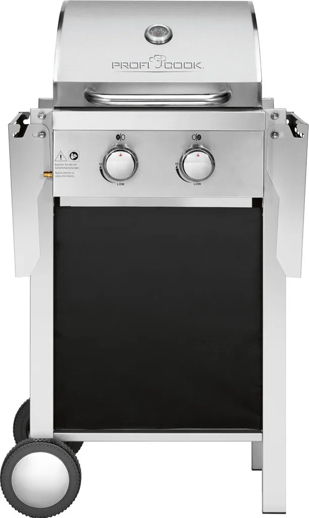 ProfiCook Gasgrill, Mit Klappbaren Seitentischen, 2 Edelstahlbrenner, Stufenlose Temperatursteuerung, Inkl. Temperaturanzeige, Balkon-Grill, Grillfläche: 43 X 39 Cm, PC-GG 1255 7 ProfiCook Gasgrill, Mit Klappbaren Seitentischen, 2 Edelstahlbrenner, Stufenlose Temperatursteuerung, Inkl. Temperaturanzeige, Balkon-Grill, Grillfläche: 43 X 39 Cm, PC-GG 1255 – Bild 5