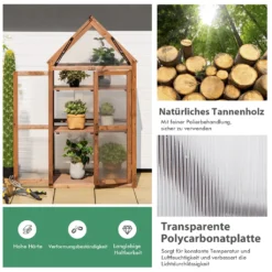 COSTWAY Frühbeet Mini Gewächshaus, 3-stöckiges Pflanzenbeet Mit Aufklappbarem Dach, Anzuchthaus Mit 2 Türen, Treibhaus, Aufzuchtschrank Für Balkon Garten, Braun, 71x41x133cm -Günstiges Laube Lust Geschäft d1d17456038215ebea1e875d78486e80