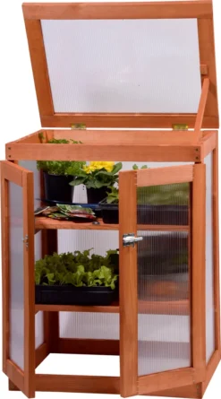 Dobar Mini-Gewächshaus Mit Polycarbonat, Balkon Und Indoor-Treibhaus, Holz, 58 X 43 X 76 Cm, Braun -Günstiges Laube Lust Geschäft d1dd351e597ed0149ec44c0c12caac14