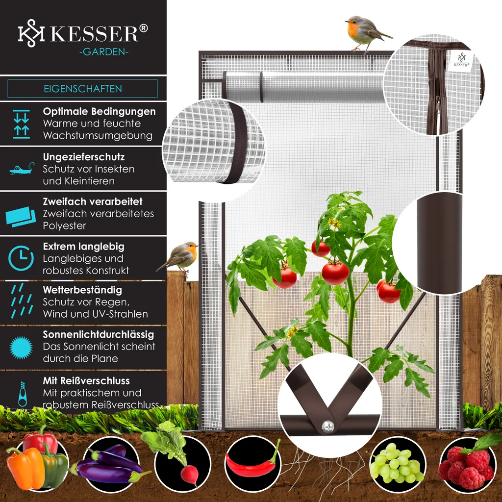 KESSER® Premium Tomatengewächshaus Foliengewächshaus, Gewächshaus Klein, Tomatenhaus, Treibhaus Mit Tür Zum Aufrollen - 100 X 50 X 150 Cm Frühbeet, Gemüse, Blumen, Obst, Garten, Farbe:Transparent, Größe:100 X 50 X 150 Cm 5 KESSER® Premium Tomatengewächshaus Foliengewächshaus, Gewächshaus Klein, Tomatenhaus, Treibhaus Mit Tür Zum Aufrollen - 100 X 50 X 150 Cm Frühbeet, Gemüse, Blumen, Obst, Garten, Farbe:Transparent, Größe:100 X 50 X 150 Cm – Bild 3