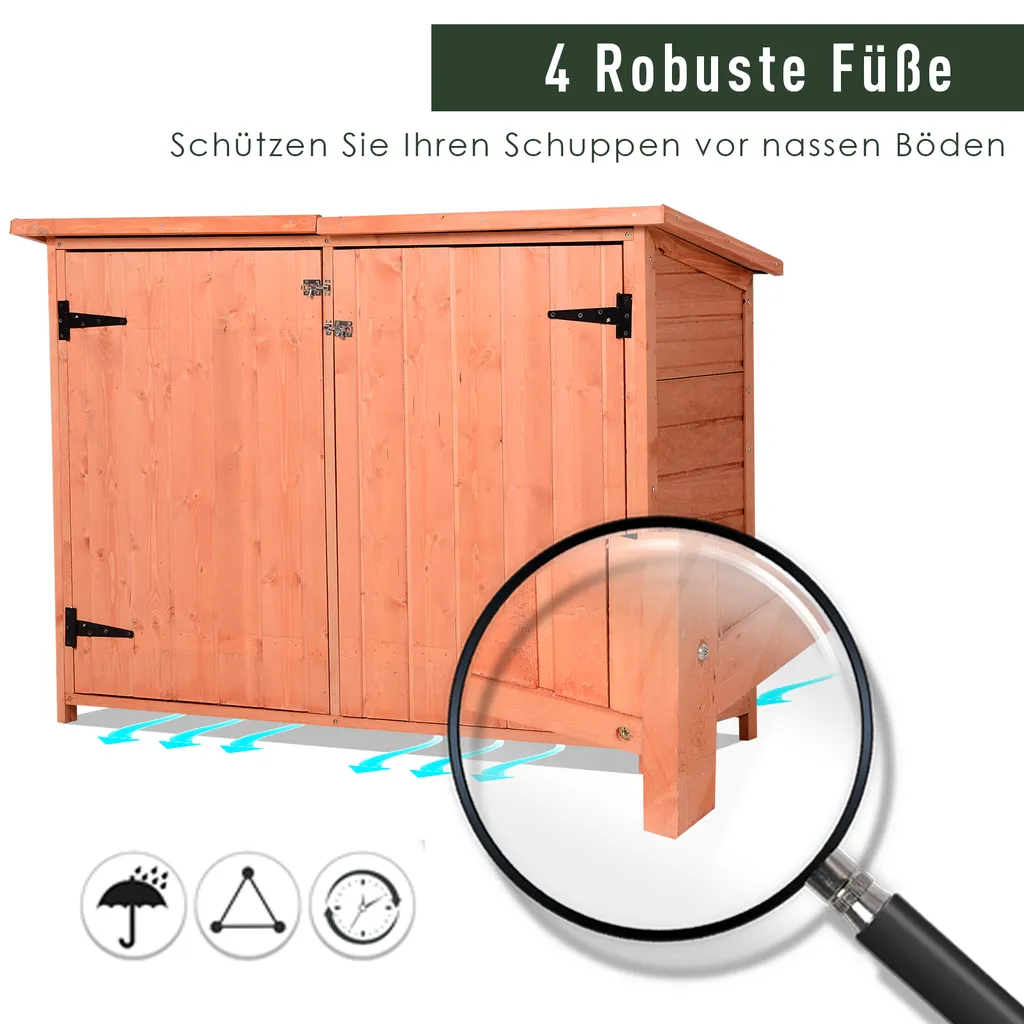 Outsunny Gartenhaus, Gerätehaus Mit 3 Fächern, Geräteschuppen Mit Fachböden, 2 Türen, Asphaltdach, Massivholz Natur 128 X 50 X 82/90 Cm 10 Outsunny Gartenhaus, Gerätehaus Mit 3 Fächern, Geräteschuppen Mit Fachböden, 2 Türen, Asphaltdach, Massivholz Natur 128 X 50 X 82/90 Cm – Bild 8