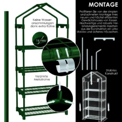KESSER® Premium Foliengewächshaus Gewächshaus Mit 4 Etagen - 69 X 50 X 158 Cm Treibhaus Mit 4 Regalen - Platzsparend, Hochwertiges Anzuchthaus Garten Balkon Stabil & Einfach Zu Montieren, Farbe:Grün, Größe:4 Etagen -Günstiges Laube Lust Geschäft d4e8bf619e368188adcf91cc4705d083