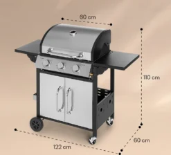 Klarstein Gasgrill Mit Großer Grillfläche, Gasgrill Mit 3 Brenner, 10,8 KW Edelstahl-Gasgrill, BBQ Gasgrill Für Balkon & Garten, Grill Für Propangas, Gasgrills Mit Seitentischen & Thermometer -Günstiges Laube Lust Geschäft d519ad3ffe6279c187618afcf85d4e8f