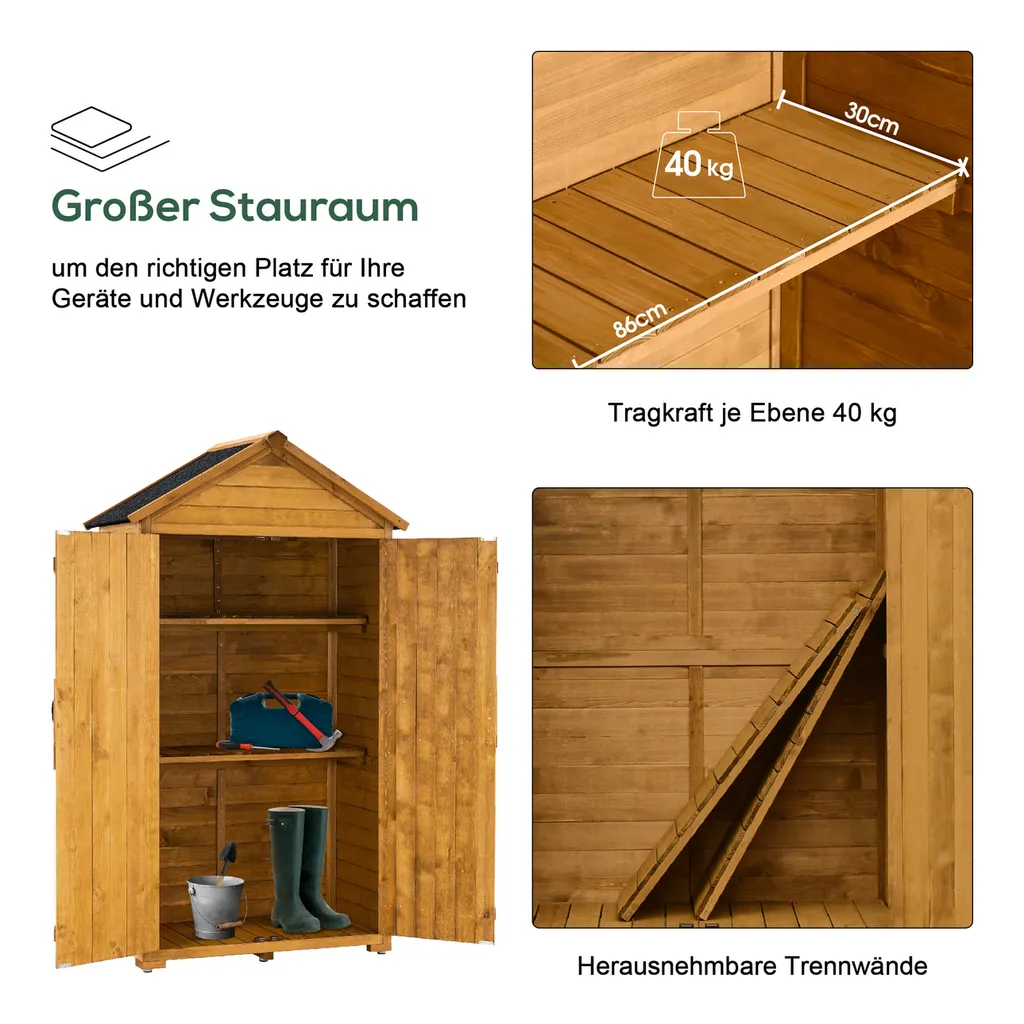 MCombo Gartenschrank Geräteschuppen Werkzeugschrank Outdoor-Schrank Holz 1000D 7 MCombo Gartenschrank Geräteschuppen Werkzeugschrank Outdoor-Schrank Holz 1000D – Bild 5