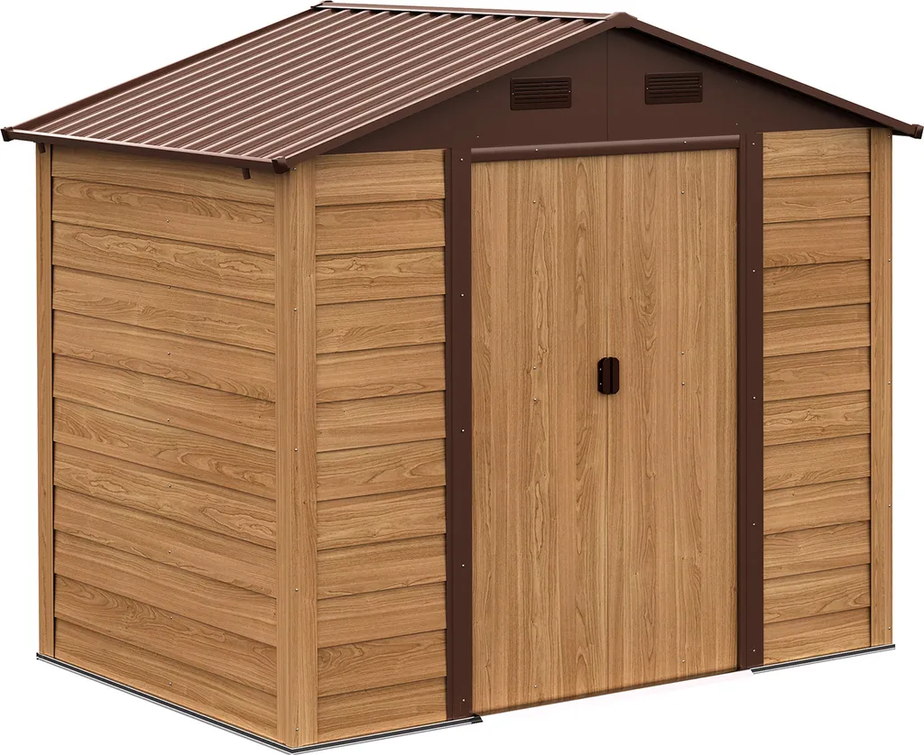 Outsunny Geräteschuppen Geräteschrank Schuppen Gerätehaus Gartenhaus 4 Fenster Holzmaserungsimitat L152 X B235,7 X H208,7 Cm 3 Outsunny Geräteschuppen Geräteschrank Schuppen Gerätehaus Gartenhaus 4 Fenster Holzmaserungsimitat L152 X B235,7 X H208,7 Cm