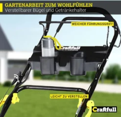 Craftfull Benzinrasenmäher CR-196-10E, 53 Cm Schnittbreite, Benzin Rasenmäher Mit Radantrieb Inkl. Elektrostarter & Rasenkamm, 196 Cc, 4,4 KW / 6PS, Euro 5 Norm, 5in1, Marken Motor, GT-Markengetriebe, 8 Stufen Höhenverstellbar, 62 Liter Fangsack, Easy-Clean-Funktion -Günstiges Laube Lust Geschäft d69e30f4590142c8c35d3c057c6cef48