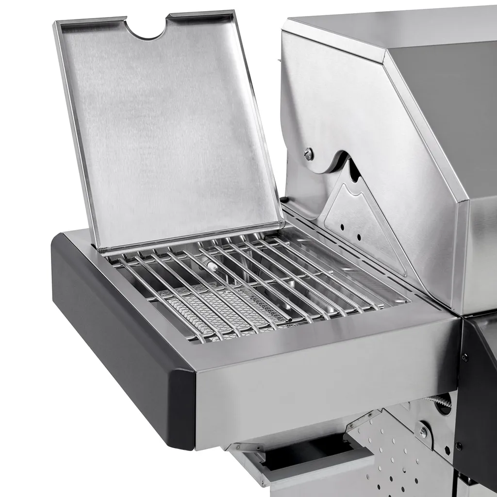 TAINO PLATINUM 4+2 Gasgrill Komplett Edelstahl 4-Brenner Silber Grillwagen BBQ Keramik-Brenner Backburner Sizzle-Zone Piezozündung Seitenkocher Gusseisen-Roste Set Inkl. Zubehör 8 TAINO PLATINUM 4+2 Gasgrill Komplett Edelstahl 4-Brenner Silber Grillwagen BBQ Keramik-Brenner Backburner Sizzle-Zone Piezozündung Seitenkocher Gusseisen-Roste Set Inkl. Zubehör – Bild 6