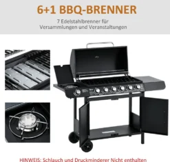 Outsunny Gasgrill BBQ Grillwagen Mit 6 Brennern 1 Seitenbrenner Schrank Multifunktion Metall Schwarz 135 X 50 X 100 Cm 13 Outsunny Gasgrill BBQ Grillwagen Mit 6 Brennern 1 Seitenbrenner Schrank Multifunktion Metall Schwarz 135 X 50 X 100 Cm -Günstiges Laube Lust Geschäft d84fd20bdd8aa1dec3c837d25d39241c