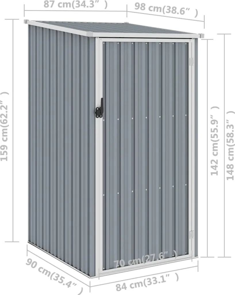 VidaXL Gerätehaus Grau 87x98x159 Cm Verzinkter Stahl 9 VidaXL Gerätehaus Grau 87x98x159 Cm Verzinkter Stahl – Bild 7