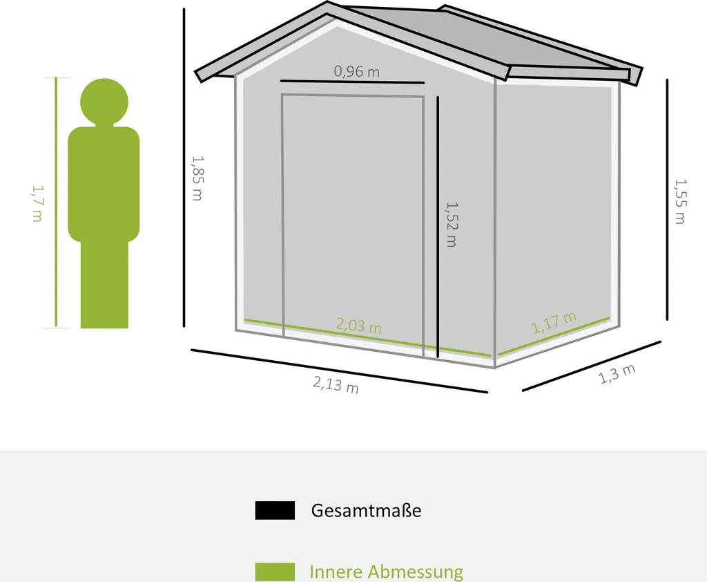 Outsunny Gerätehaus Geräteschuppen Gartenhaus Garten Schuppen Mit Fundament Und Schiebetüren Wetterfest Stahl Hellgrün 213 X 130 X 185 Cm 5 Outsunny Gerätehaus Geräteschuppen Gartenhaus Garten Schuppen Mit Fundament Und Schiebetüren Wetterfest Stahl Hellgrün 213 X 130 X 185 Cm – Bild 3