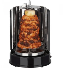Dönergrill Für Zuhause, Schaschlikgrill Rotissiere Hähnchengrill Gyros Kebab, Drehspieß, Elektro Grill, BBQ, Tischgrill, Hähnchen, Vertikalgrill Aus Edelstahl Inkl. 6 Schaschlikspieße