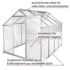 Tectake Gewächshaus Aus Aluminium Mit Fundament - 250 X 185 X 195 Cm -Günstiges Laube Lust Geschäft db3b4548bcc83e4a16ab3ff598e46873