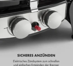 Klarstein Parforce Duo Gasgrill BBQ-Gasgrill Mit 4,4kW - 2 Brenner, Bis 300 °C, Gastyp: Butan/Propan, Edelstahl, 15000 BTU, Elektrische Zündung, 50 X 39 Cm Große Grillfläche, Deckel, Schwarz -Günstiges Laube Lust Geschäft db952391bcf1a6b92aa41b156e8a5b29