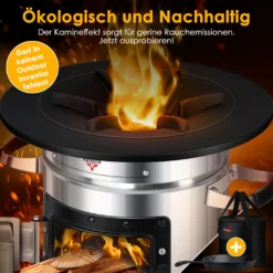 KESSER® Raketenofen Inkl. Grillpfanne Aus Gusseisen Mit Tragetasche Dutch Oven BBQ Rakete Holzofen Camping Campingkocher Campinggrill, Edelstahl, Farbe:Silber -Günstiges Laube Lust Geschäft dbe47f6f574dad7de0f6d86eae445258