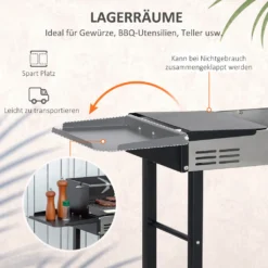 Outsunny Holzkohlegrill Campinggrill Mit Grillrost Und Rotisserie-Kit Klappbar Faltbar Camping Garten BBQ Rostfreier Stahl+Metall Schwarz 118 X 32 X 90 Cm -Günstiges Laube Lust Geschäft dc822344295dcb4ec930976533ee808b