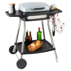 MEDION Elektrogrill (Standgrill, Tischgrill, Grillwagen, Für Balkon Garten Camping, Mit Deckel, 2 Seitentische, 2000 Watt, Antihaftbeschichtung, Rollen, Fettauffangschale, MD10864) -Günstiges Laube Lust Geschäft dd601adcedd3850009560e57bade18f0