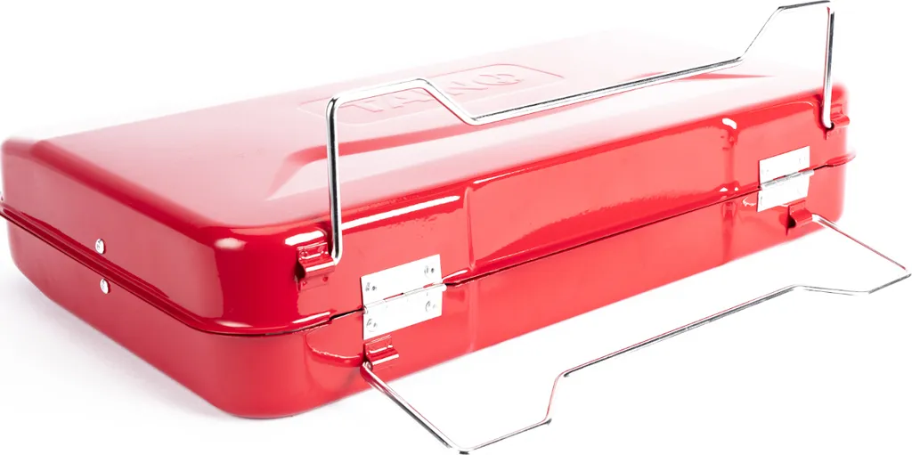 TAINO MOX Holzkohlegrill BBQ Koffergrill Camping-Grill Kohlegrill Retro-Stil Klappbar Griller Tragbar Mobil Rot 7 TAINO MOX Holzkohlegrill BBQ Koffergrill Camping-Grill Kohlegrill Retro-Stil Klappbar Griller Tragbar Mobil Rot – Bild 5