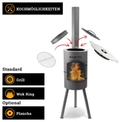 BonFeu - BonGiano SP (Ø 30 Cm) - Stahl - Gartenkamin - Terassenofen - Feuerstelle - 30 X 30 X 135 Cm - Schwarz -Günstiges Laube Lust Geschäft decdd08f7c08c056128cba30acdd4045